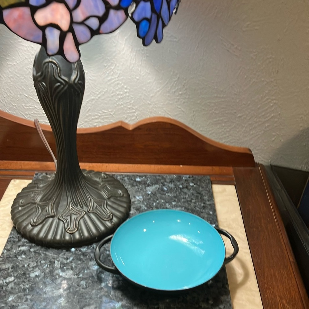 Vintage MCM Caravelle Sizzling Servers Robins Egg Blue Enamel Pan Made in France